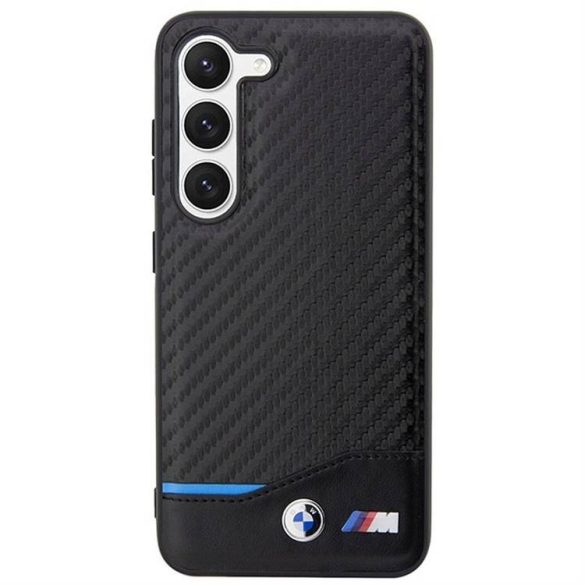 Eredeti tok BMW BMHCS23M22NBCK Samsung Galaxy S23 Plus-hoz logózott carbon tok fekete