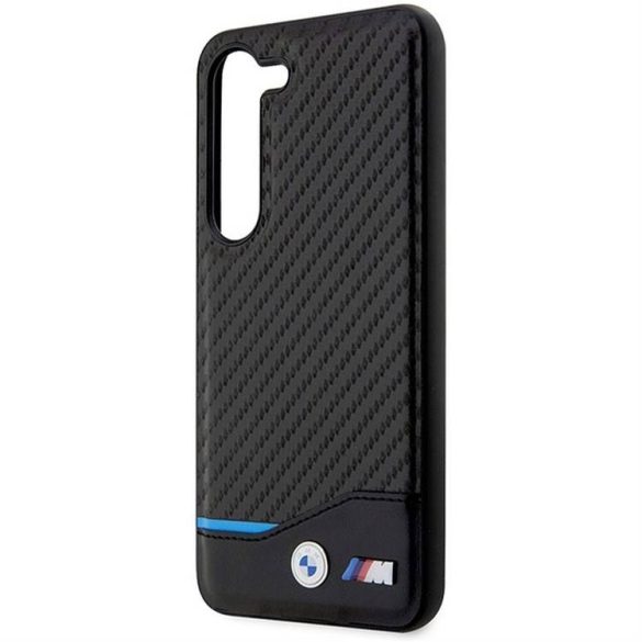 Eredeti tok BMW BMHCS23M22NBCK Samsung Galaxy S23 Plus-hoz logózott carbon tok fekete