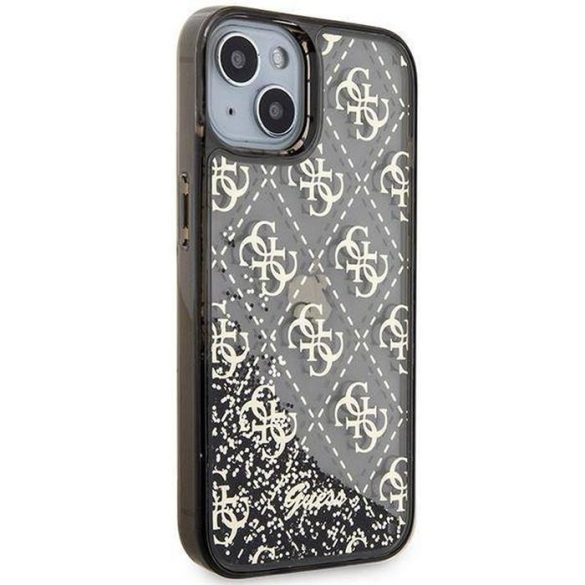 Eredeti előlap tok GUESS GUHCP14SLC4PSGK iPhone 14 készülékhez (Liquid Glitter 4G Translucent / fekete)