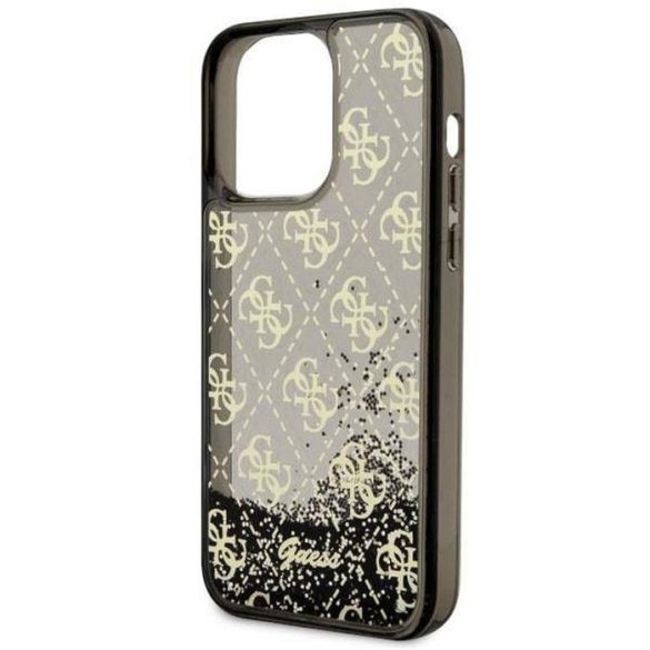 Eredeti előlap tok GUESS GUHCP14XLC4PSGK iPhone 14 PRO MAX készülékhez (Liquid Glitter 4G Translucent / fekete)