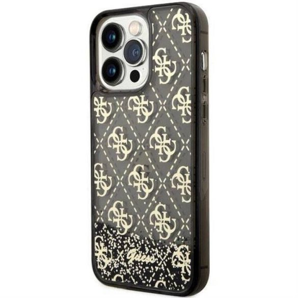 Eredeti előlap tok GUESS GUHCP14XLC4PSGK iPhone 14 PRO MAX készülékhez (Liquid Glitter 4G Translucent / fekete)