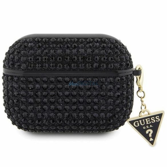 Guess GUAPHDGTPK Rhinestone Triangle Charm tok AirPods Pro - fekete