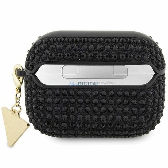 Guess GUAPHDGTPK Rhinestone Triangle Charm tok AirPods Pro - fekete