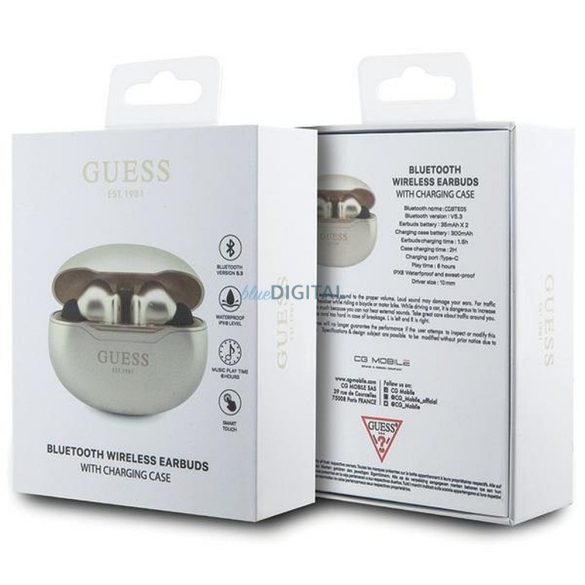 Guess GUTWST50ED Classic EST Logo TWS bluetooth vezeték nélküli fülhallgató - arany színű