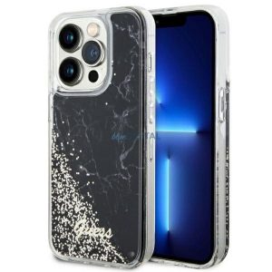 Guess GUHCP14LLCSGSGK Liquid Glitter Marble tok iPhone 14 Pro - fekete