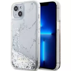   Guess GUHCP14SLCSGSGH Liquid Glitter Marble tok iPhone 13 / 14 / 15 - fehér