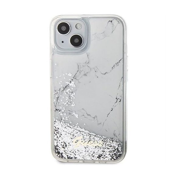 Guess GUHCP14SLCSGSGH Liquid Glitter Marble tok iPhone 13 / 14 / 15 - fehér