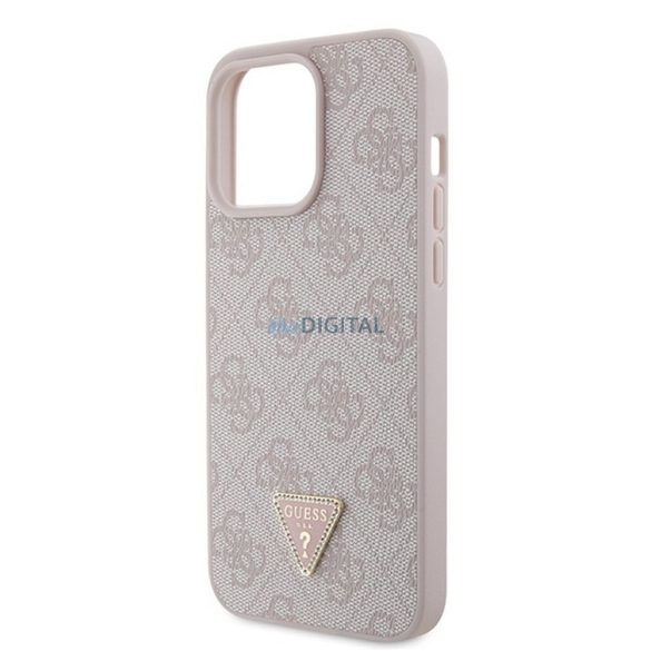 Guess GUHCP15XP4TDPP PU Leather 4G Triangle Strass tok iPhone 15 Pro Max - rózsaszín