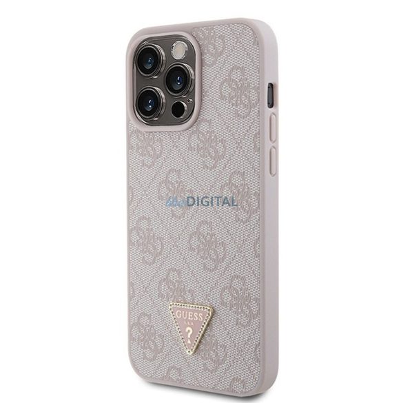 Guess GUHCP15XP4TDPP PU Leather 4G Triangle Strass tok iPhone 15 Pro Max - rózsaszín