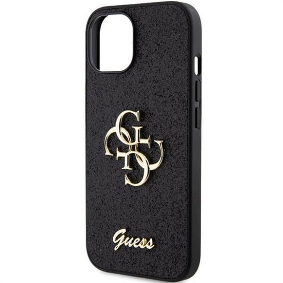 Eredeti előlap GUESS GUHCP15SHG4SGK iPhone 15 (Fix Glitter Big 4G / fekete) tok