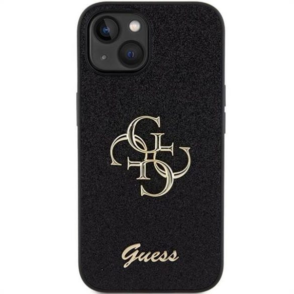 Eredeti előlap GUESS GUHCP15SHG4SGK iPhone 15 (Fix Glitter Big 4G / fekete) tok