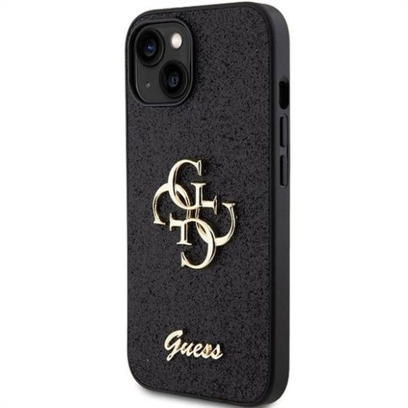 Eredeti előlap GUESS GUHCP15SHG4SGK iPhone 15 (Fix Glitter Big 4G / fekete) tok