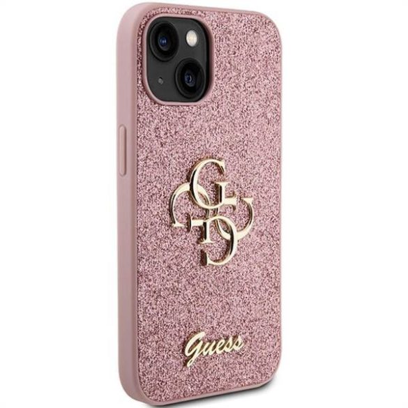 Eredeti előlap GUESS GUHCP15SHG4SGP iPhone 15 (Fixed Glitter Big 4G / rózsaszín) tok