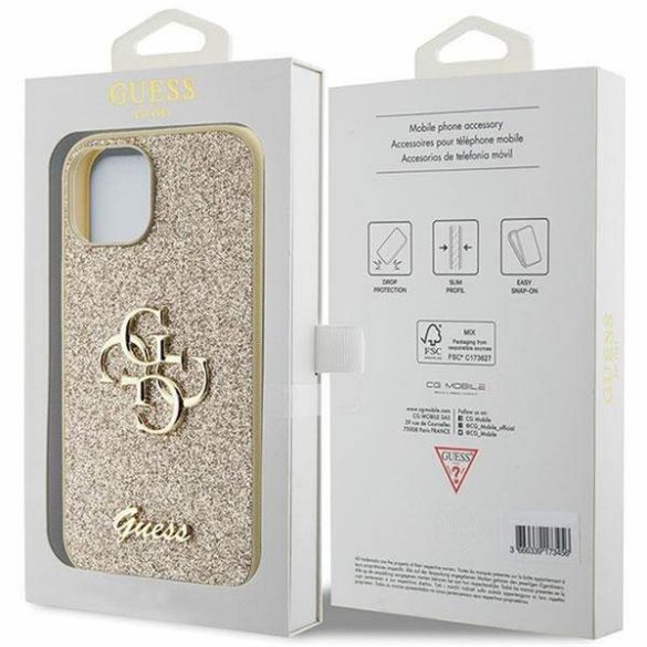 Eredeti előlap GUESS GUHCP15SHG4SGD iPhone 15 (Fix Glitter Big 4G / arany) tok