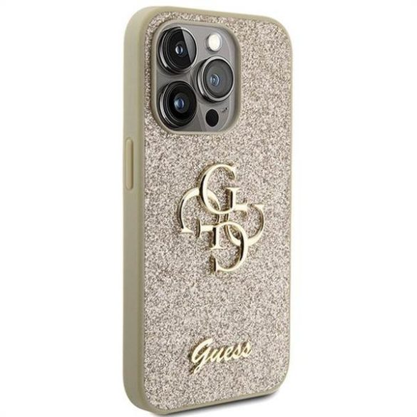 Eredeti előlap GUESS GUHCP15LHG4SGD iPhone 15 PRO (Fix Glitter Big 4G / arany) tok