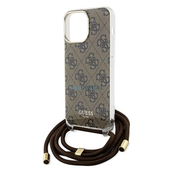 Eredeti előlap GUESS GUHCP15XHC4SEW iPhone 15 Pro Max (Crossbody Cord 4G Print / barna) tok