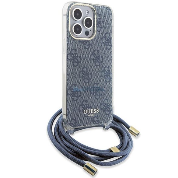 Eredeti előlap GUESS GUHCP15XHC4SEB iPhone 15 Pro Max (Crossbody Cord 4G Print / kék) tok