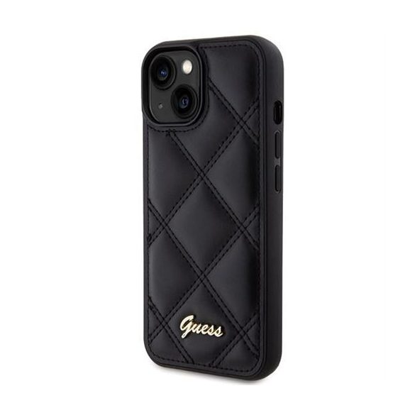 Guess GUHCP15SPSQSQSK Quilted Metal Logo tok iPhone 13 / 14 / 15 - fekete