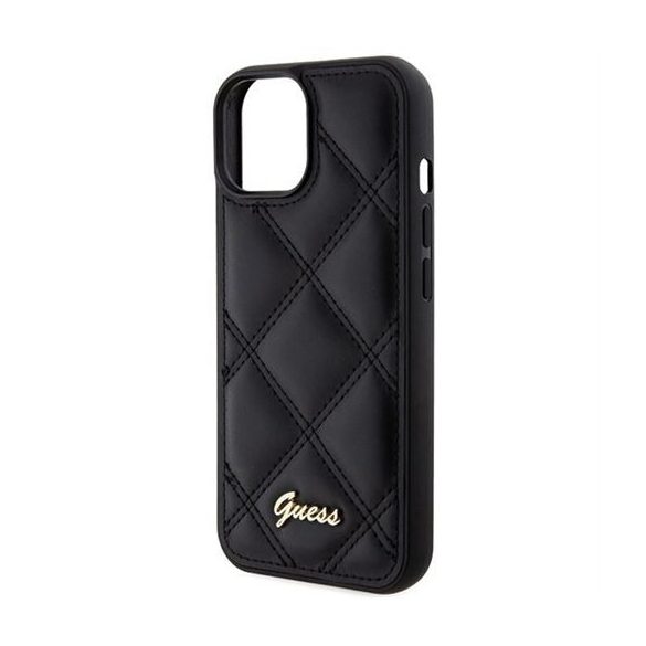 Guess GUHCP15SPSQSQSK Quilted Metal Logo tok iPhone 13 / 14 / 15 - fekete