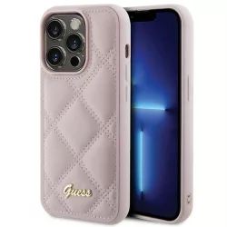   Guess GUHCP15LPSQSQSP Quilted Metal Logo tok iPhone 15 Pro - rózsaszín