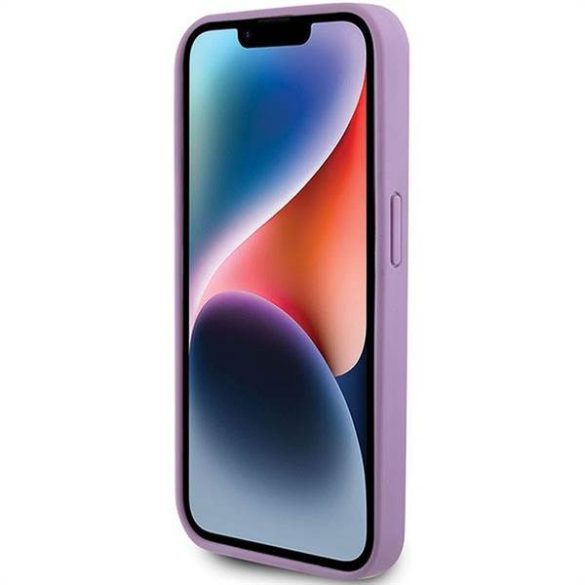 Eredeti előlap GUESS GUHCP15LP4EPMU iPhone 15 PRO (steppelt 4G Classic / világos lila) tok