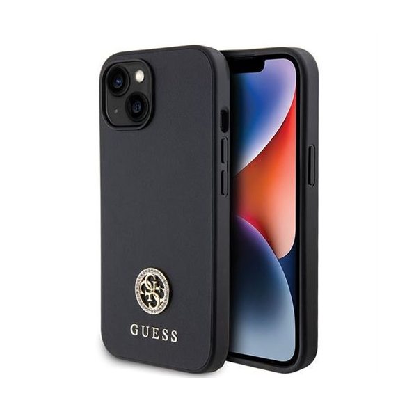 Guess GUHCP15SPS4DGPK Strass Metal Logo tok iPhone 13 / 14 / 15 - fekete