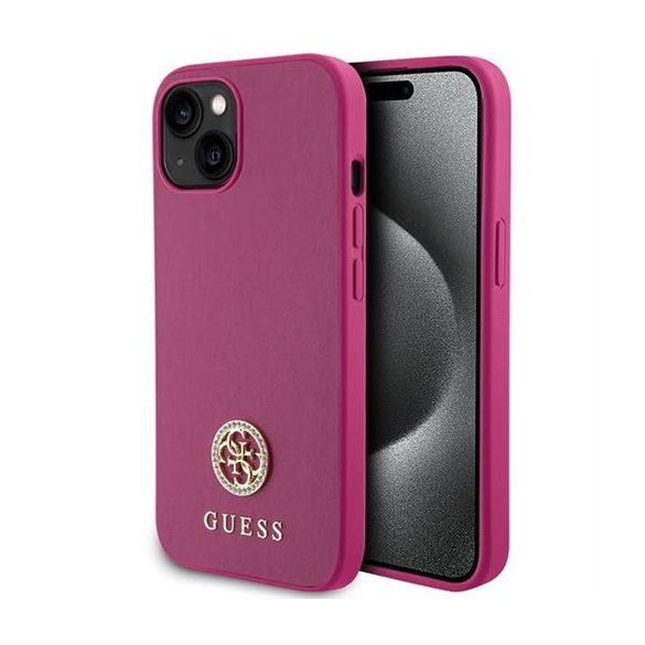 Guess GUHCP15SPS4DGPP Strass Metal Logo tok iPhone 13 / 14 / 15 - rózsaszín