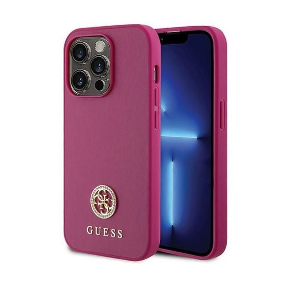 Guess GUHCP15LPS4DGPP Strass Metal Logo tok iPhone 15 Pro - rózsaszín