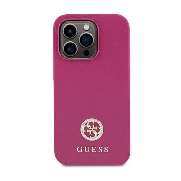 Guess GUHCP15LPS4DGPP Strass Metal Logo tok iPhone 15 Pro - rózsaszín