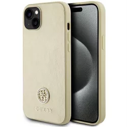   Guess GUHCP15SPS4DGPD Leather 4G Metal Logo Strass tok iPhone 13 / 14 / 15 - arany