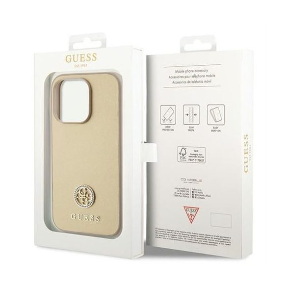 Guess GUHCP15LPS4DGPD Strass Metal Logo tok iPhone 15 Pro - arany