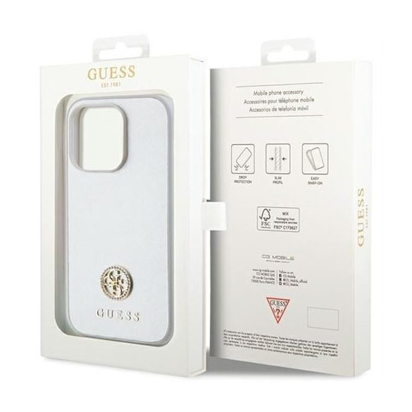 Guess GUHCP15LPS4DGPS Strass Metal Logo tok iPhone 15 Pro - ezüst