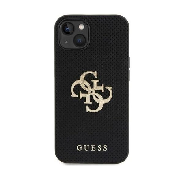 Guess GUHCP15SPSP4LGK Leather Perforated 4G Glitter Logo tok iPhone 13 / 14 / 15 - fekete