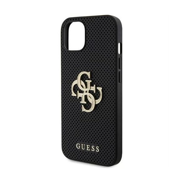 Guess GUHCP15SPSP4LGK Leather Perforated 4G Glitter Logo tok iPhone 13 / 14 / 15 - fekete