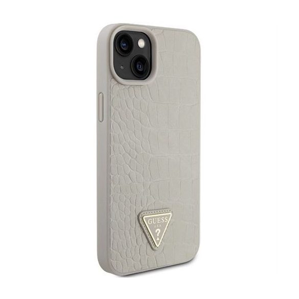 Guess GUHCP15SPCRTHCD Croco Triangle Metal Logo tok iPhone 13 / 14 / 15 - arany