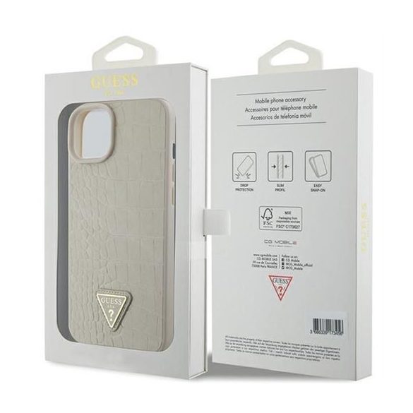 Guess GUHCP15SPCRTHCD Croco Triangle Metal Logo tok iPhone 13 / 14 / 15 - arany