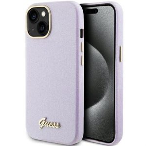 Guess GUHCP15SPGMCSL Glitter Glossy Script tok iPhone 13 / 14 / 15 - lila