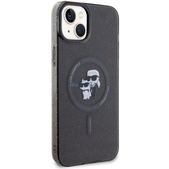 Eredeti előlap KARL LAGERFELD KLHMP15SHGKCNOK iPhone 15 (Glitter + MAG / fekete) tok