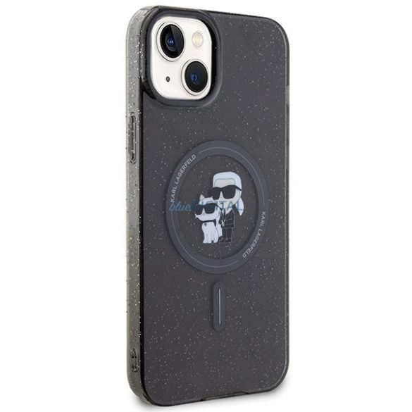 Eredeti előlap KARL LAGERFELD KLHMP15MHGKCNOK iPhone 15 PLUS (Glitter + MAG / fekete) tok