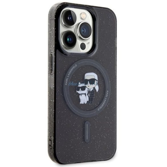 Eredeti előlap KARL LAGERFELD KLHMP15LHGKCNOK iPhone 15 PRO (Glitter + MAG / fekete) tok