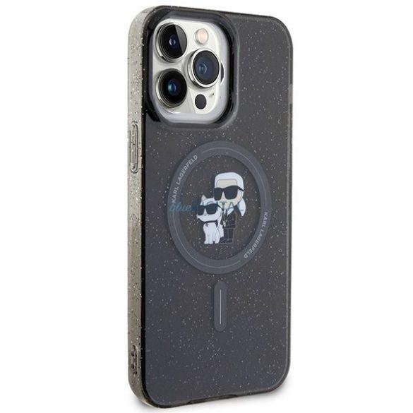 Eredeti előlap KARL LAGERFELD KLHMP15XHGKCNOK iPhone 15 PRO MAX (Glitter + MAG / fekete) tok