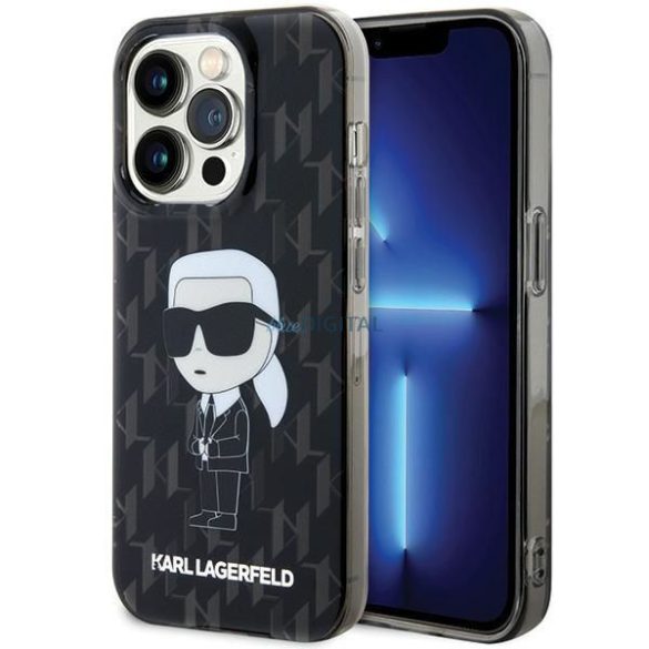 Eredeti előlap KARL LAGERFELD KLHCP15LHNKMKLK iPhone 15 PRO (ikonikus Monogram / fekete) tok