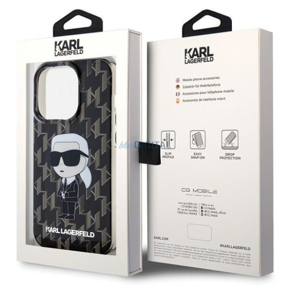 Eredeti előlap KARL LAGERFELD KLHCP15LHNKMKLK iPhone 15 PRO (ikonikus Monogram / fekete) tok