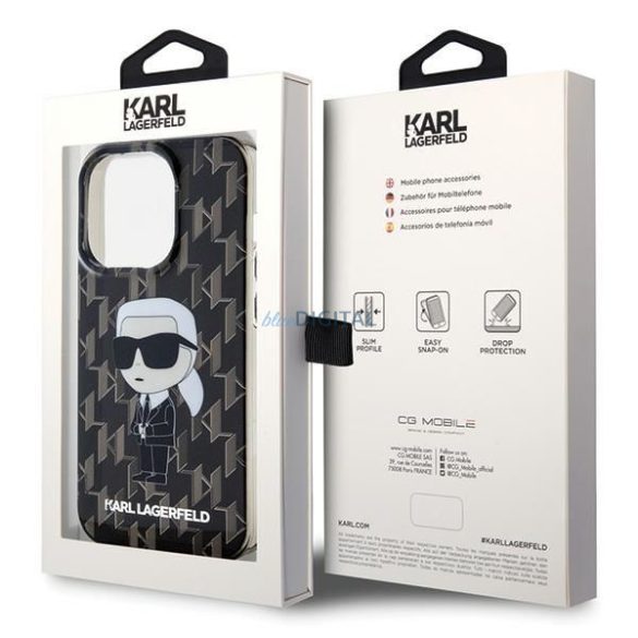 Eredeti előlap KARL LAGERFELD KLHCP15XHNKMKLK iPhone 15 PRO MAX (ikonikus Monogram / fekete) tok