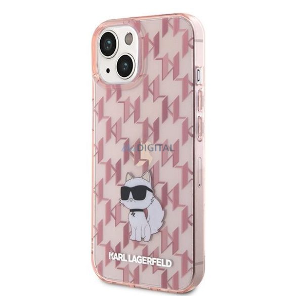 Eredeti előlap KARL LAGERFELD KLHCP15SHNCMKLP iPhone 15 (Monogram / rózsaszín) tok