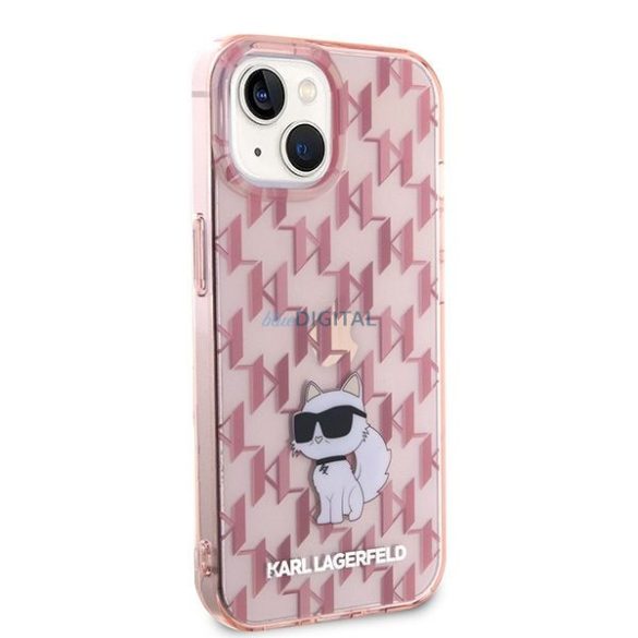 Eredeti előlap KARL LAGERFELD KLHCP15SHNCMKLP iPhone 15 (Monogram / rózsaszín) tok