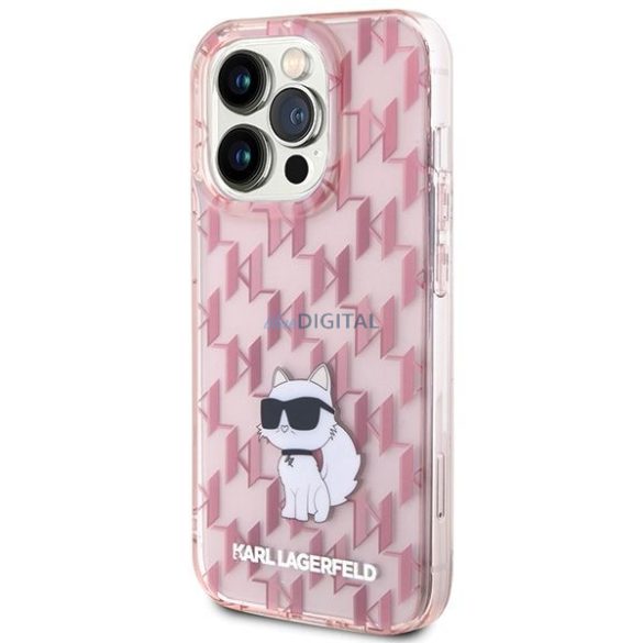 Eredeti előlap KARL LAGERFELD KLHCP15LHNCMKLP iPhone 15 PRO (Monogram / rózsaszín) tok