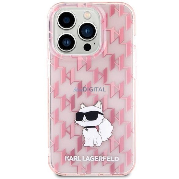 Eredeti előlap KARL LAGERFELD KLHCP15LHNCMKLP iPhone 15 PRO (Monogram / rózsaszín) tok