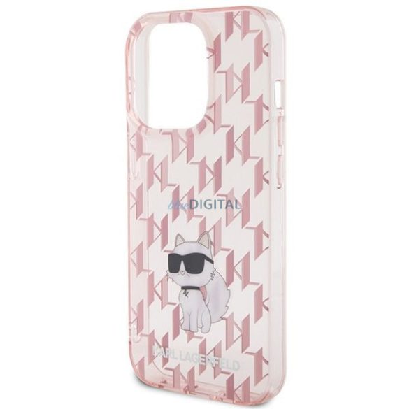 Eredeti előlap KARL LAGERFELD KLHCP15LHNCMKLP iPhone 15 PRO (Monogram / rózsaszín) tok