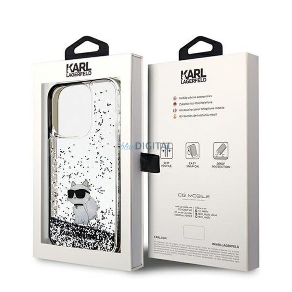 Eredeti előlap KARL LAGERFELD KLHCP14LLKCNSK iPhone 14 Pro (folyékony Glitter C / átlátszó) tok